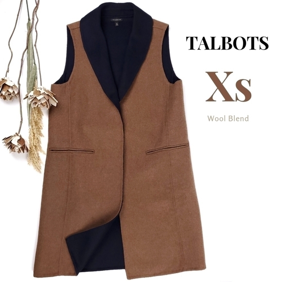 Talbots Camel Tan & Navy Wool Blend Jacket Size XS - Picture 1 of 13